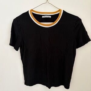 Zara Black Tee with Gold and White Trim